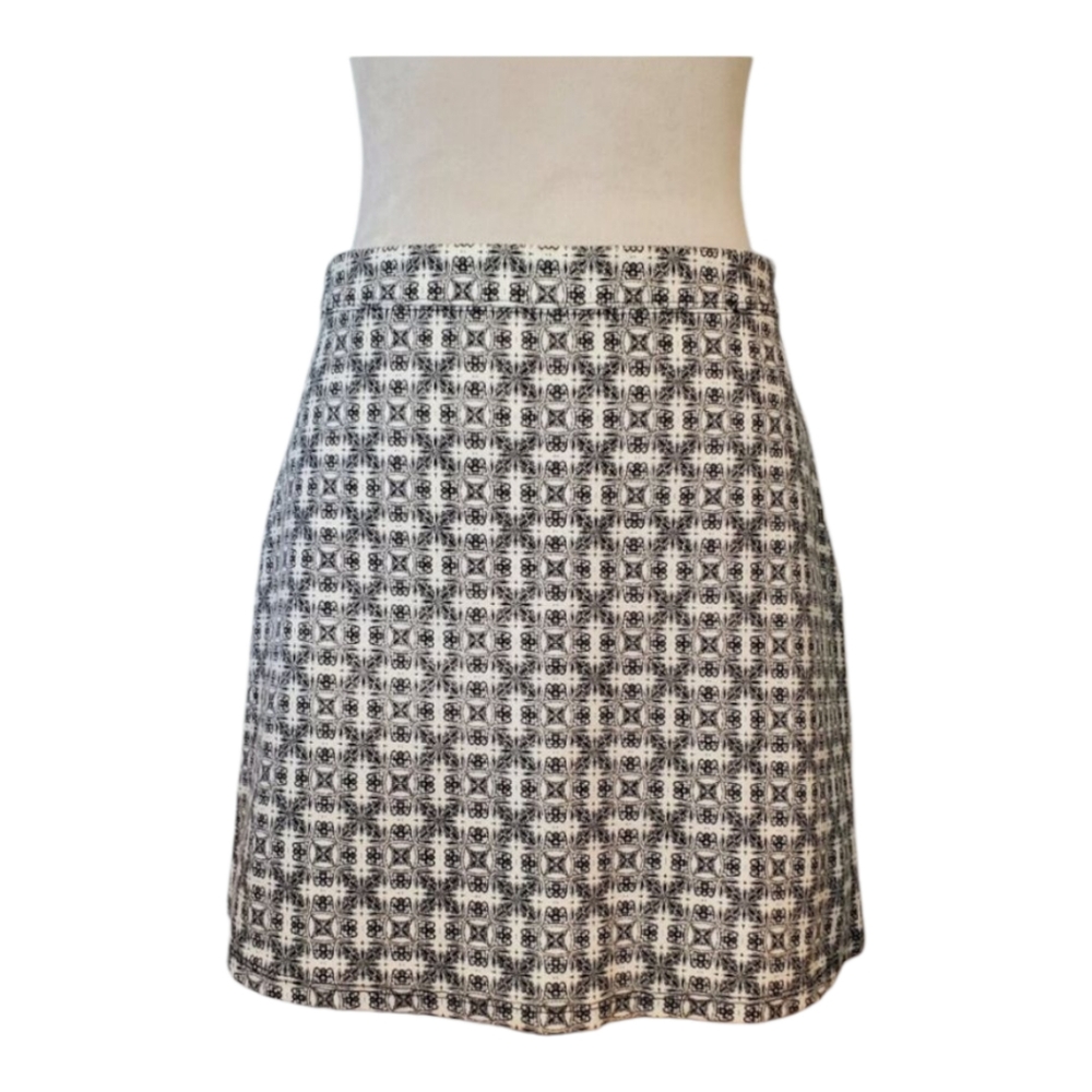 ABERCROMBIE & FITCH SZ Medium Black & White Patterned Mini Skirt Cotton Blend